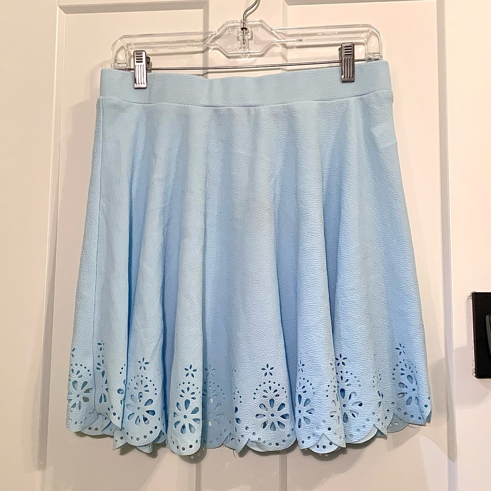 Light blue lace cutout skirt